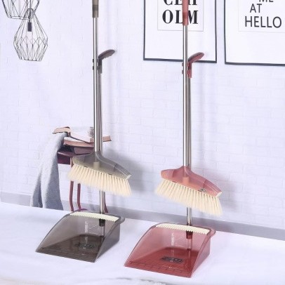 Thickened set sweeping handle, living room sweeping broom, household set sweeping broom, dustpan combination, plastic broom basket, stainless steel rod