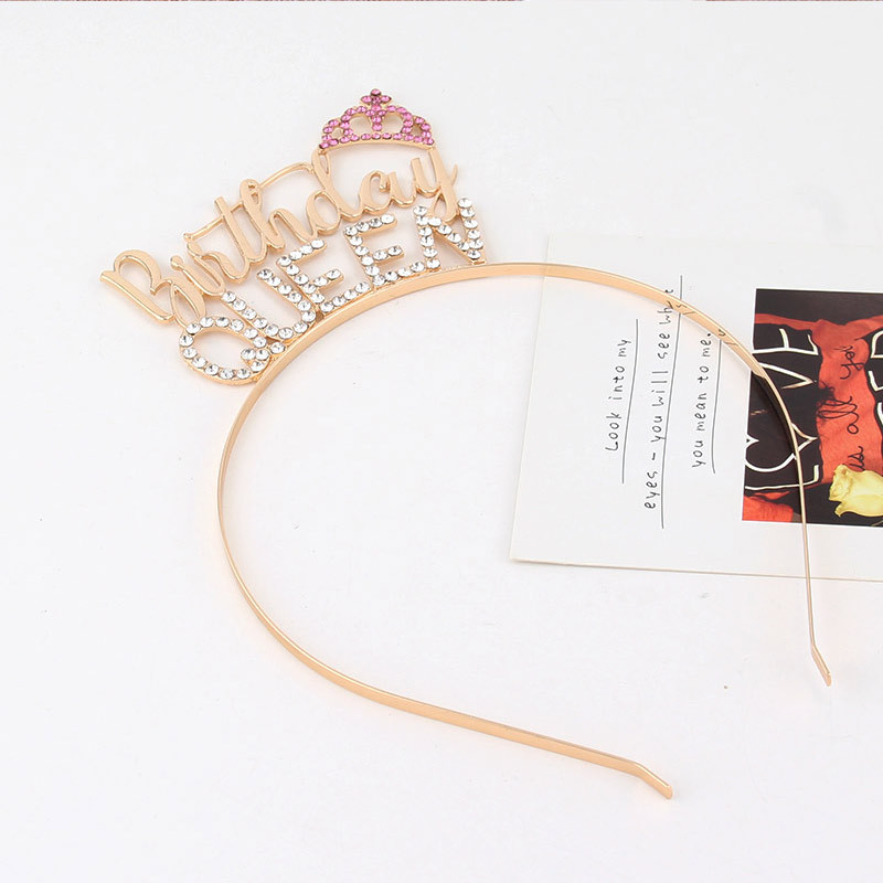 Golden Birthday Queen Crown Hair Band Children's Headwear Headband Hair band base Item Picture