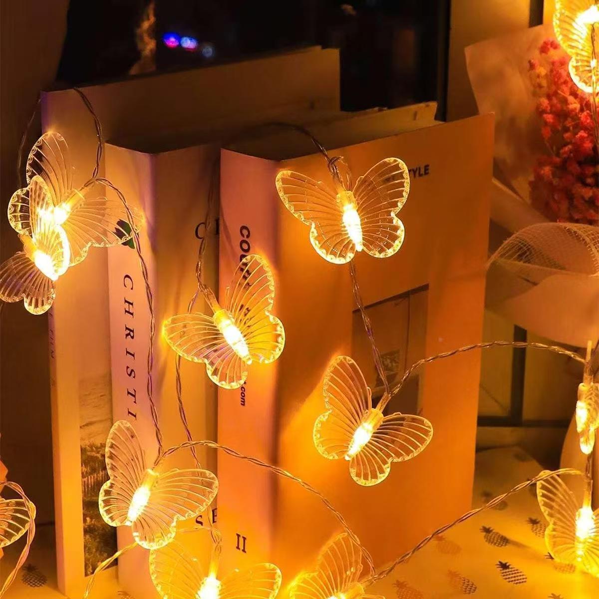 Solar-powered butterfly light strings, outdoor courtyard lawn and garden atmosphere romantic decorative lights, battery box light strings, colored lights Application Scenario