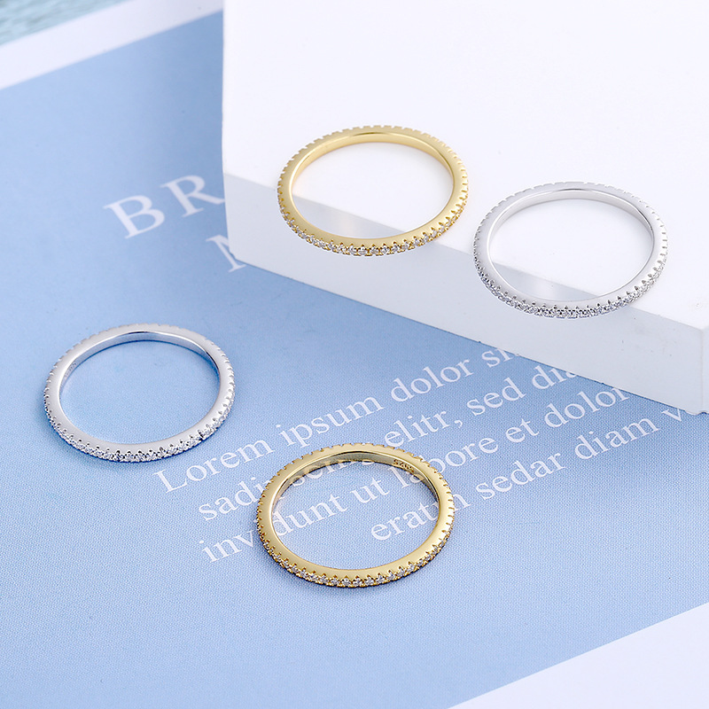 Geometric ring, electroplated full diamond, single-row diamond, ins, Japanese and Korean light luxury style, niche loose-fitting ring details Picture