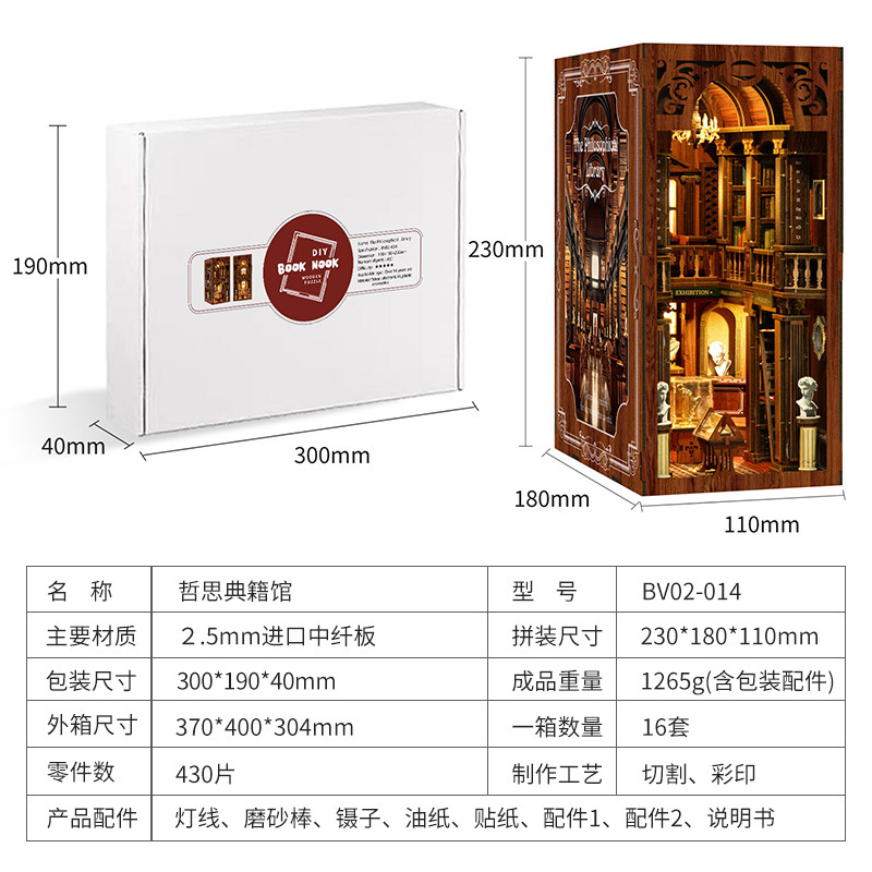 Cross-border new diy house model house 3D stereoscopic bookstand, original wooden handcrafted assembly bookstand, jigsaw bookstand details Picture