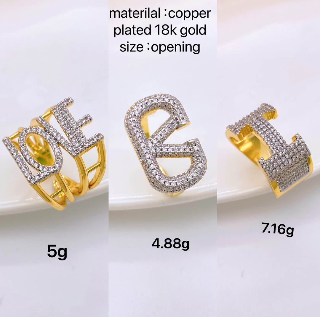 A full-diamond H ring set with light luxury sparkling diamonds and high-carbon diamonds, a classic and versatile light luxury ring style Specification image