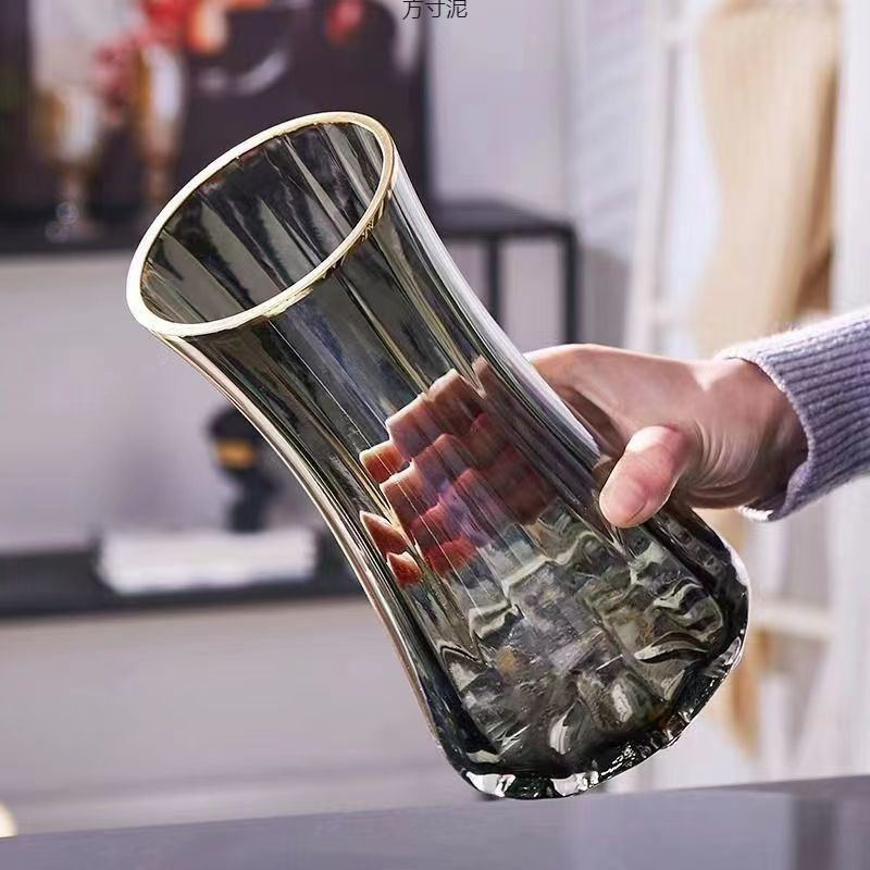 简约轻奢加厚ins风透明玻璃花瓶水养富贵竹鲜花插花客厅摆件批发细节图