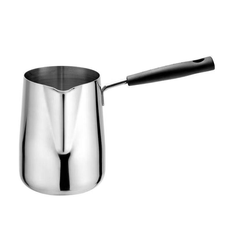 Fancy milk pot, stainless steel thickened baby food pot, baby cooking, mini deep pot, coffee cup, hot milk cup, pointed mouth milk cup Item Picture