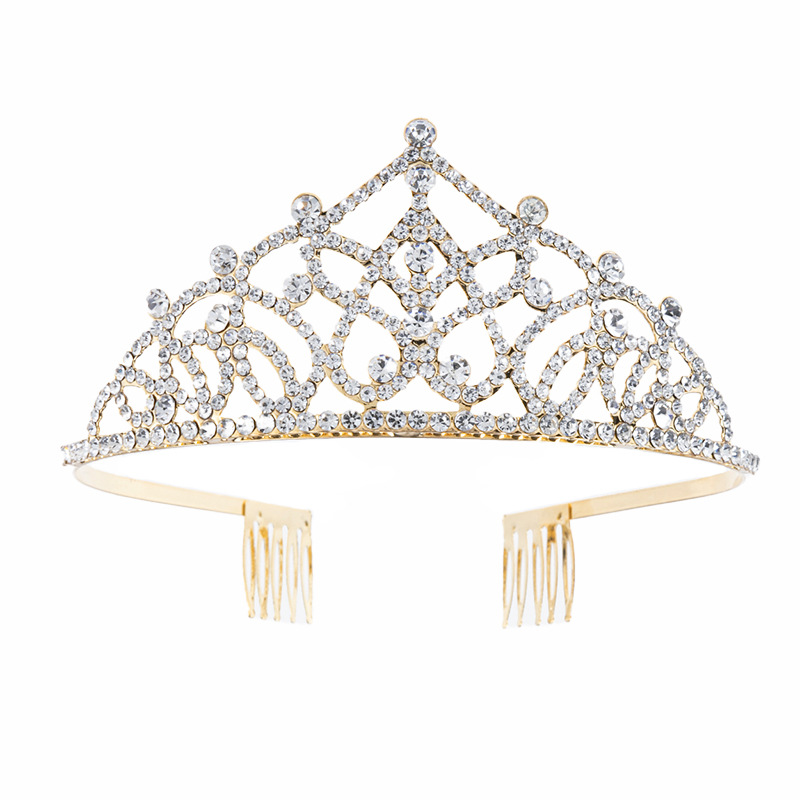 Amazon's elegant and light luxury water diamond crown headwear for brides, high-end headwear, European and American cross-border comb crown wedding accessories wholesale hair accessories