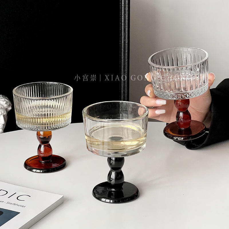 Limited atmosphere vintage wine glasses, glass highball glasses, champagne glasses, wine glasses, ins drink glasses, ice cream glasses
