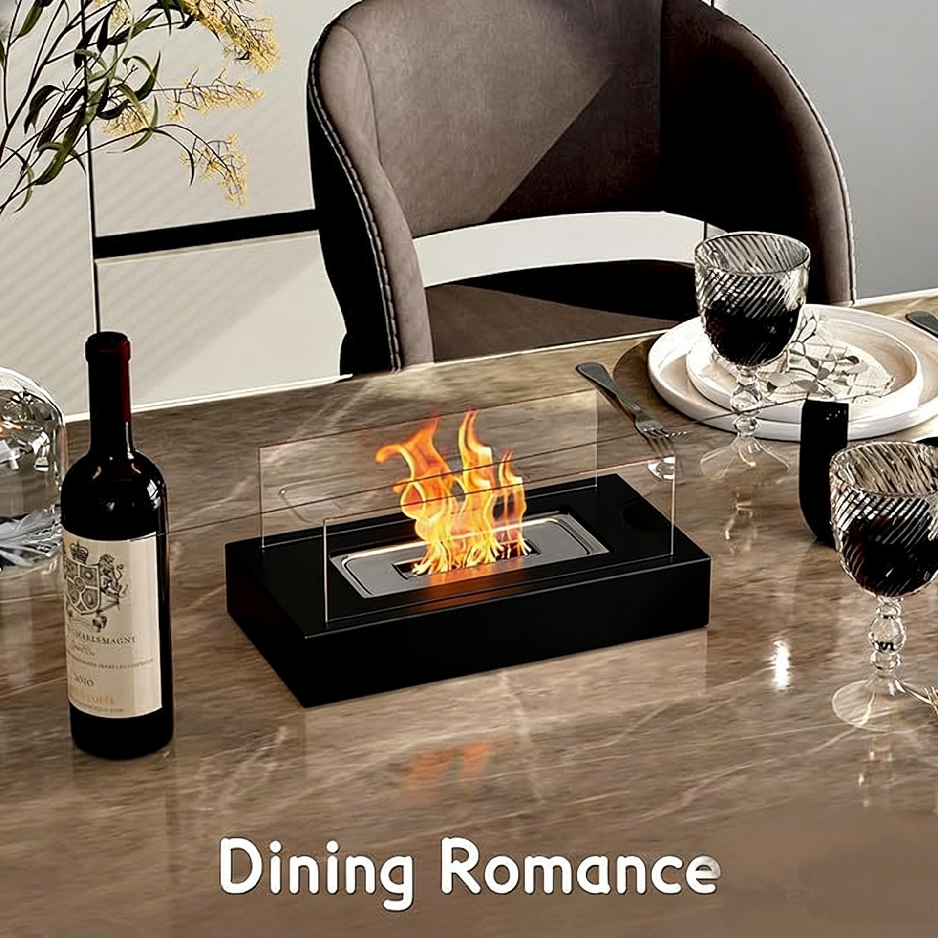 Cross-border best-selling rectangular desktop real fire alcohol fireplace, ambient fire basin, home indoor and outdoor courtyard heater Specification drawing