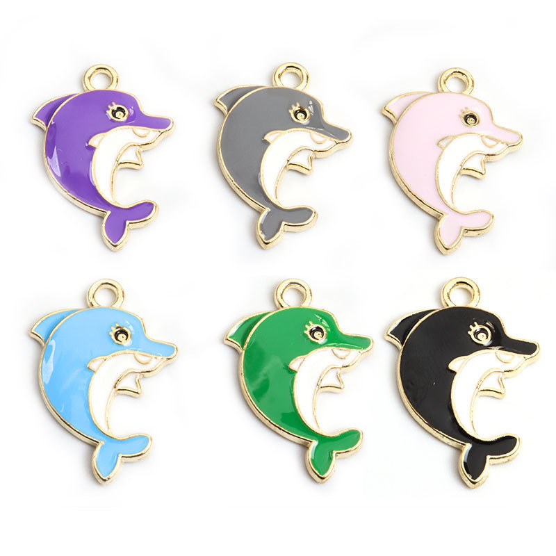 滴油海豚吊坠合金DIY配件海洋饰品配件挂件钥匙扣耳环项链配饰批
