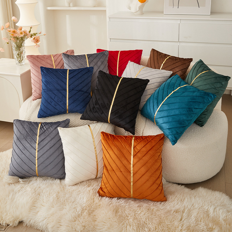 Cross-border gold line Dutch fleece sofa pillowcase cushions, nap pillows, backrest cushions, headrest cushions, Amazon wholesale