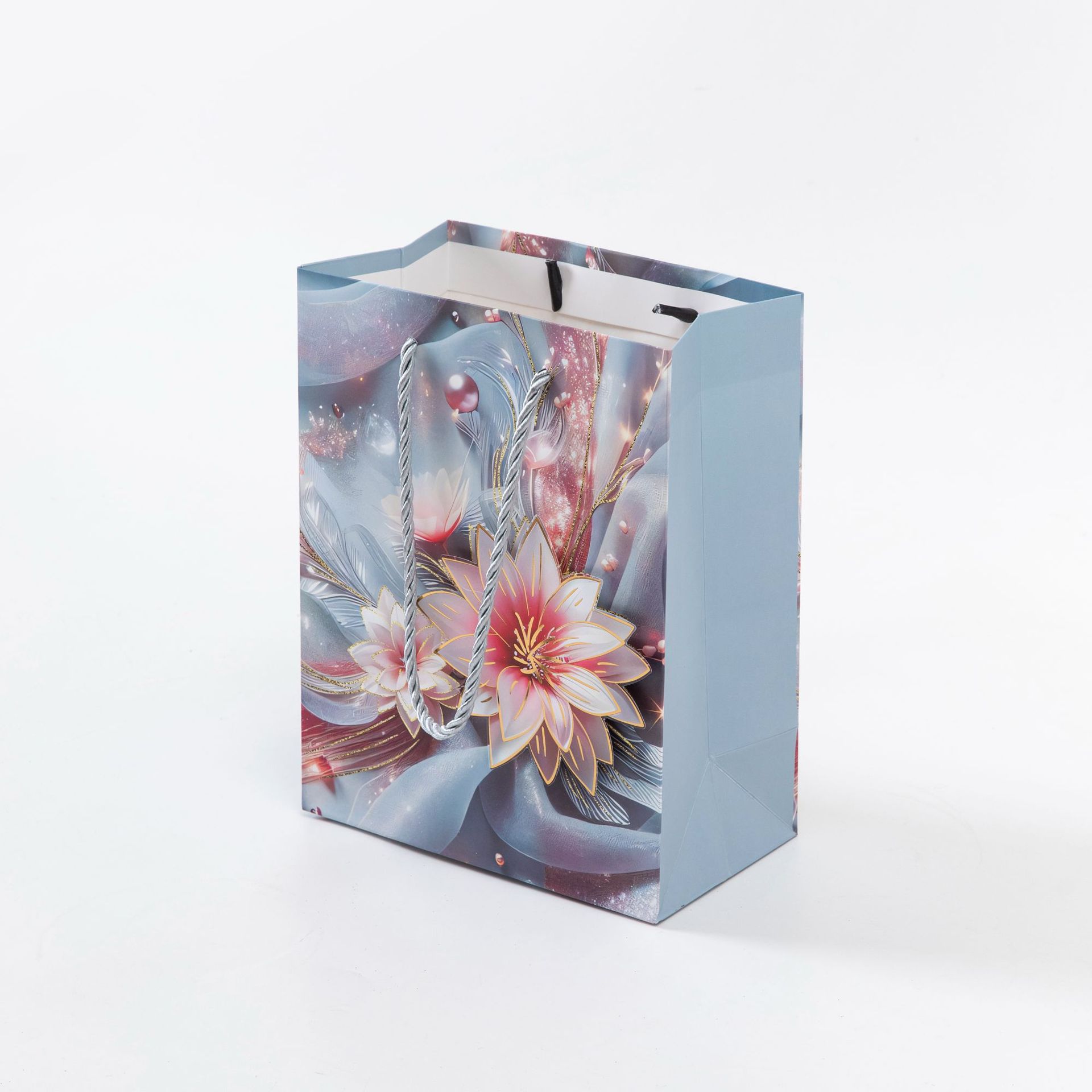 New cross-border creative hand-held souvenirs, white cardstock gift bags, flower series, party, festival, birthday, Mother's Day gift bags packaging Item Picture