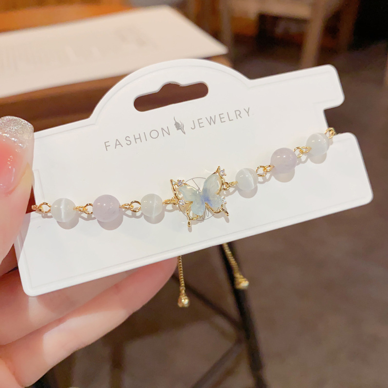 Super fairy light mariposa de lujo opal perlas perlas pulsera de cuerda dulce viento diseño de nicho versátil de alta calidad sentido de la mano Specification image