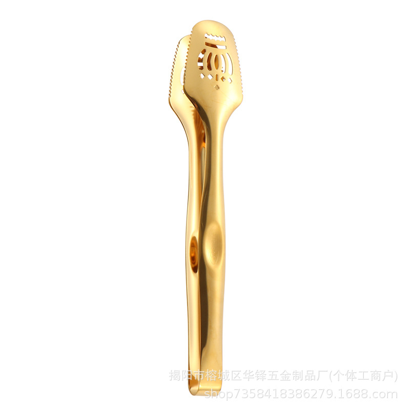 304不锈钢食品夹家用酒店厨房自助餐烘培创意多用途皇冠夹牛排夹白底实物图