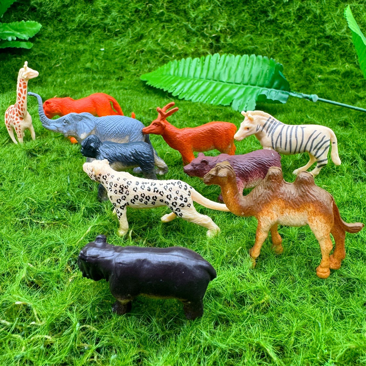 儿童认知动物PVC大象长颈鹿狮子老虎大猩猩仿真模型微景观摆件批