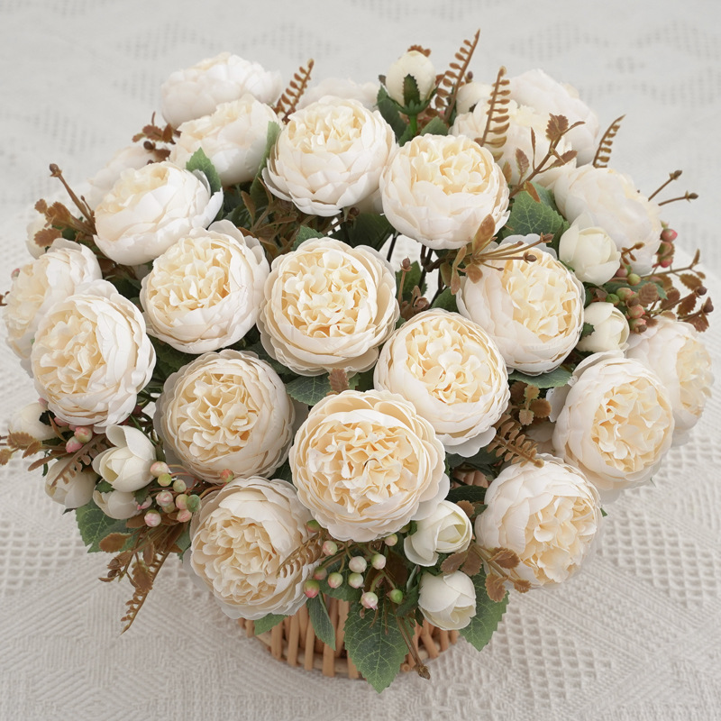 仿真花假花束 7叉欧式洋牡丹 家居婚庆装饰花瓶插花绢花玫瑰芍药详情图3