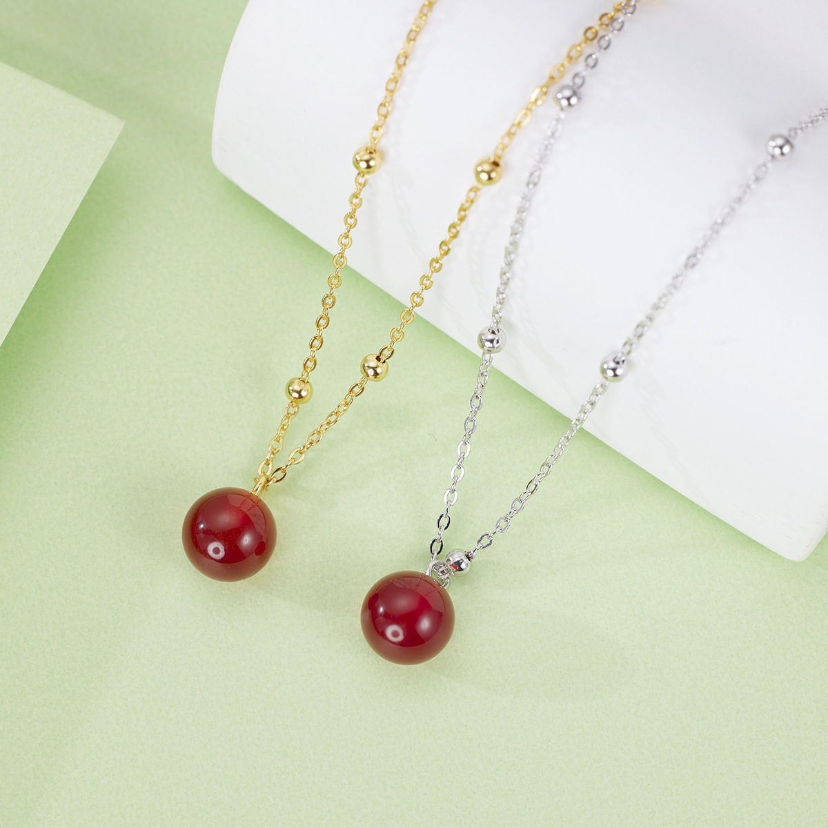 S925 Silver Chinese-style niche natural red agate necklace, New Chinese-style small jade collarbone chain for women, exquisite jewelry wholesale details Picture