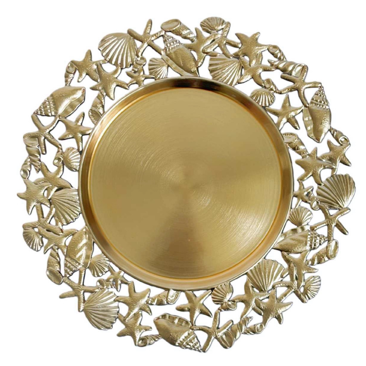 样品跨境欧式复古桌面装饰垫盘PP镂空海星海螺盘西餐厅圆形不规则