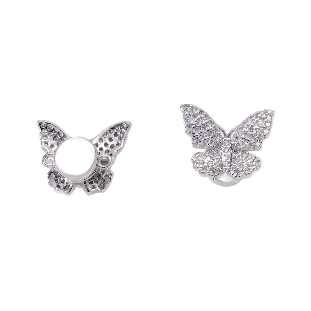Copper plated with palladium, white gold and set with zirconium, butterfly magnetic clasp, pearl necklace clasp, bracelet, sweater buckle, DIY jewelry accessories Item Picture