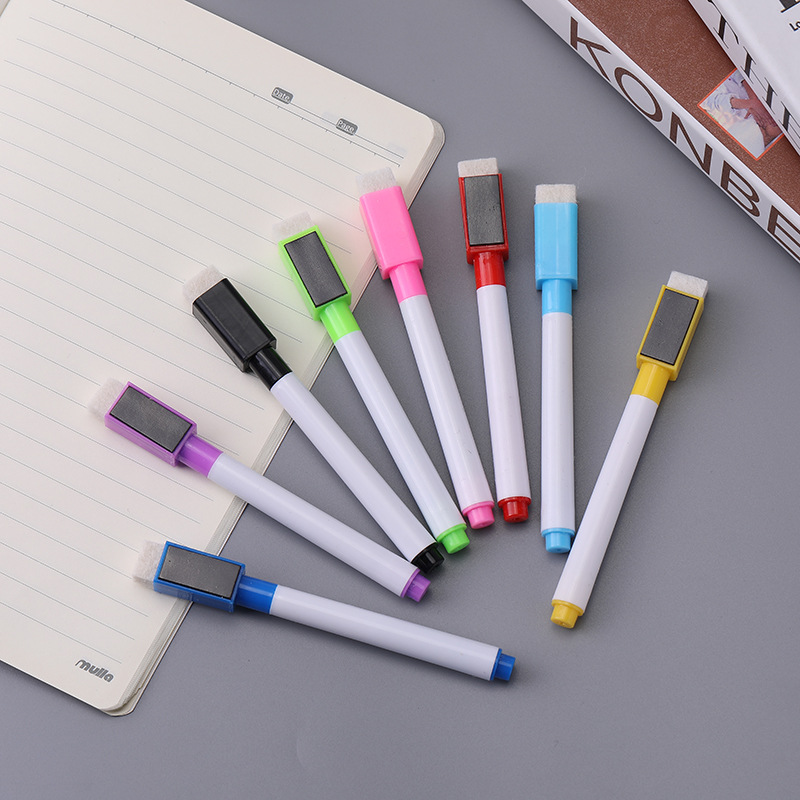 Qianhui 8-color children's whiteboard pen set with magnetic tape brush, colored black marker pen, water-based, erasable and magnetic suction