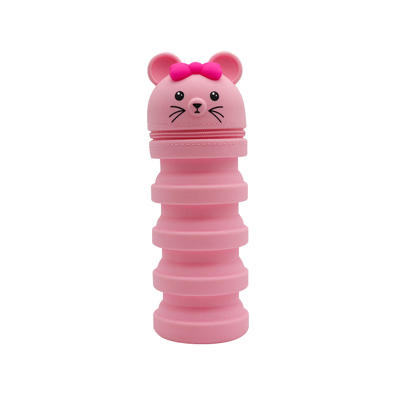 Silicone pressure-reducing telescopic pen holder storage bag, storage bucket, cute and super cute desktop stationery for the Year of the Rat, wholesale pen creativity Item Picture