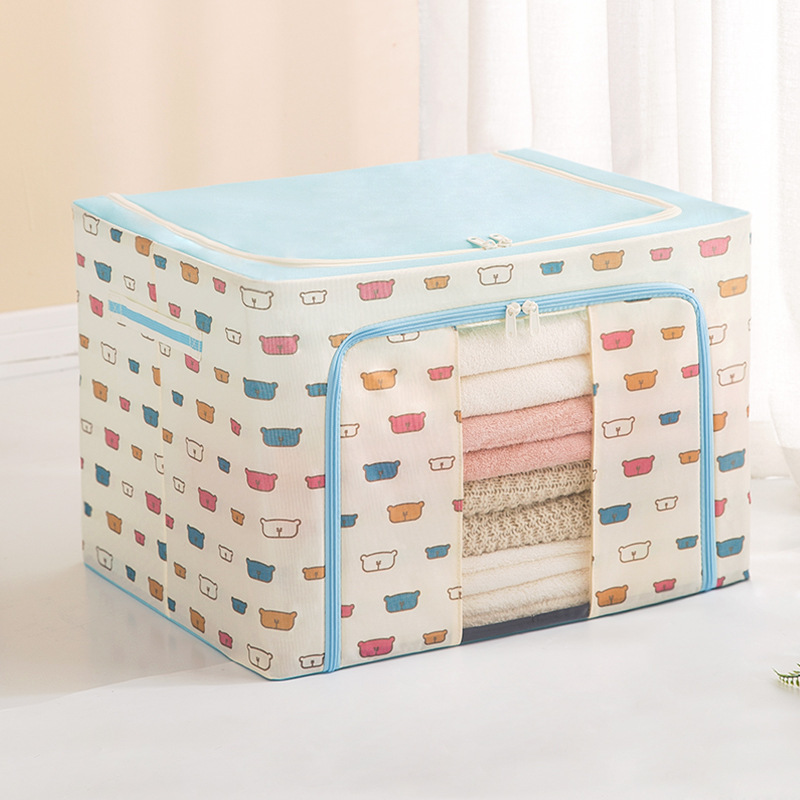 Customized and wholesale Oxford cloth storage boxes, steel frame boxes, baina boxes, cotton quilts, bags, clothes sorting boxes, moisture-proof and dust-proof Specification image