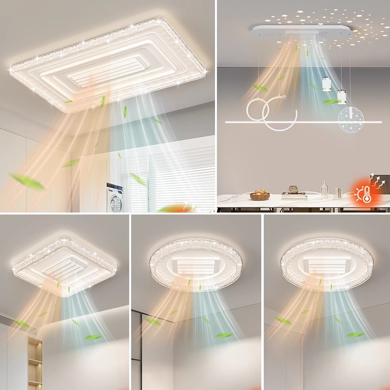 Frío y cálido doble uso ventilador sin hojas lámpara de techo sala de estar dormitorio lámpara de cristal guangdong zhongshan lámpara de techo zhongshan Application Scenario