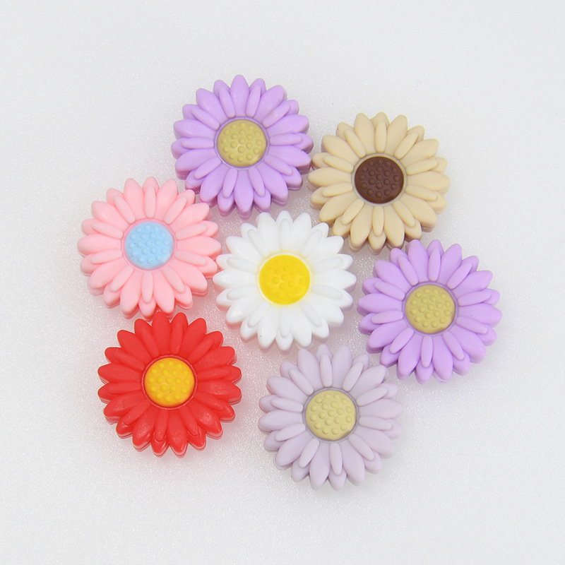 跨境硅胶珠子婴儿牙胶小雏菊花儿童硅胶珠子diy散珠串珠现货批发