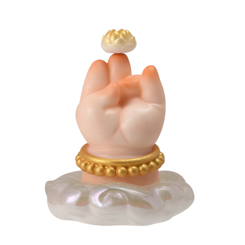 Q-style cartoon Buddha's hand figurine, fat FUFU, good luck Lotus, home desktop decoration, resin for attracting wealth Item Picture