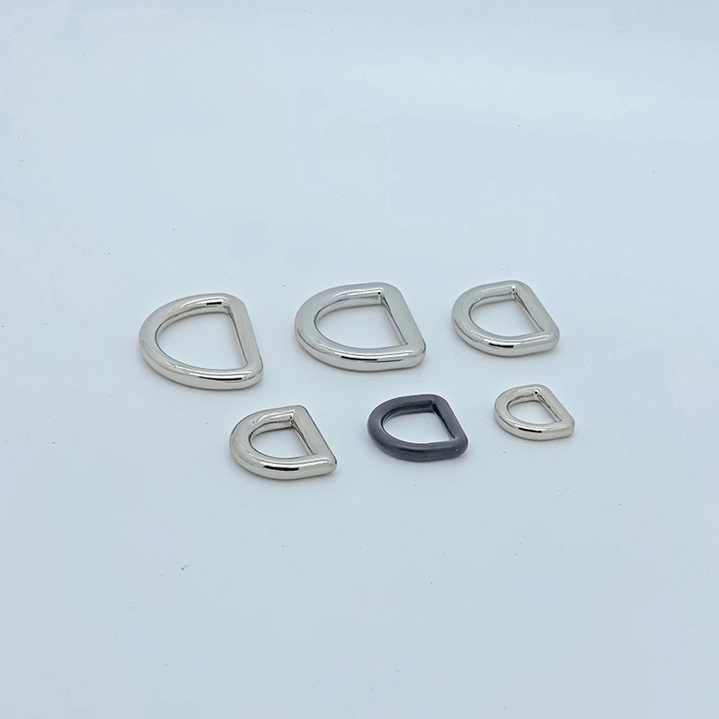Wholesale hardware D-buckle, metal ring, seamless D-shaped buckle, alloy semi-circular D-shaped buckle, clothing and pet collar accessories Specification drawing