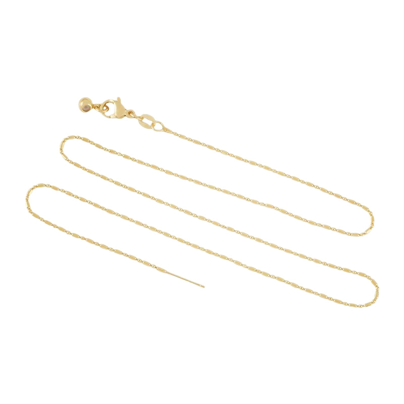 New universal needle necklace, small hole beaded bamboo link chain, 18k gold pearl chain manufacturer wholesale Item Picture