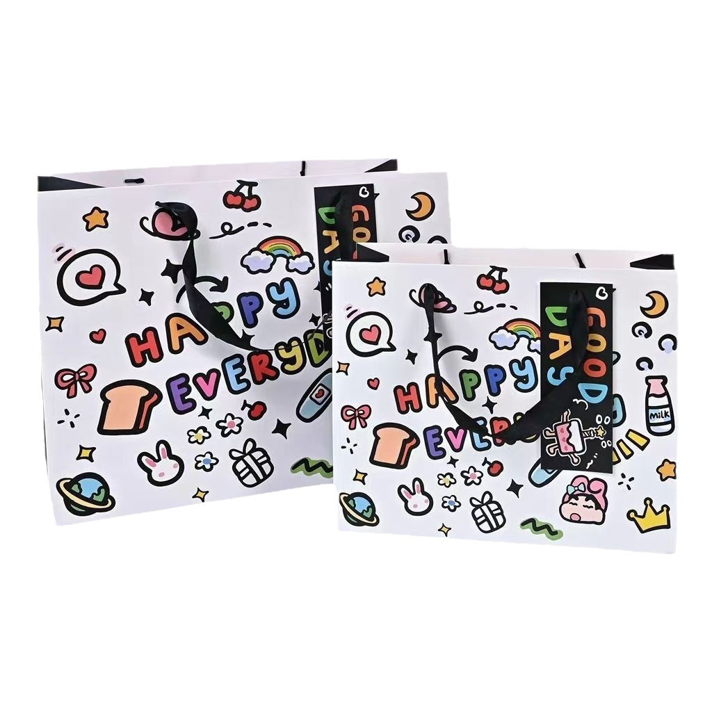 The manufacturer's best-selling hard card paper gift bags, white card tote bags, birthday gift packaging paper bags, logo available for order, in stock Item Picture