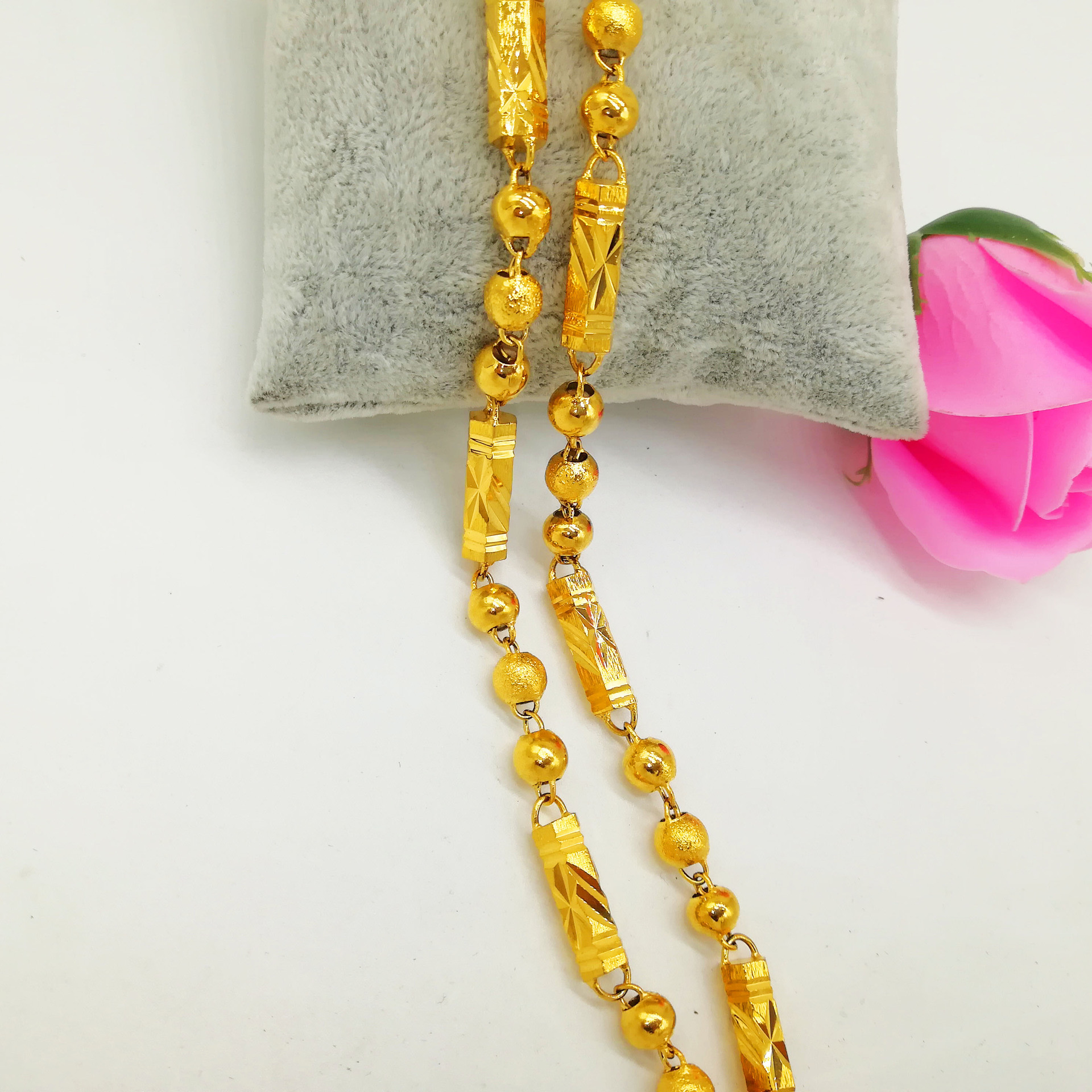 Hexagonal prayer beads Necklace, men 's king necklace, gold-plated high-end copper jewelry manufacturer Male Necklace full figure