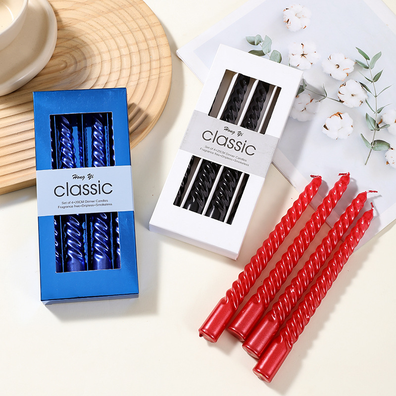 欧式长杆2.0X20CM螺纹杆蜡烛台蜡烛家用浪漫烛光晚餐环保包装蜡烛详情图2