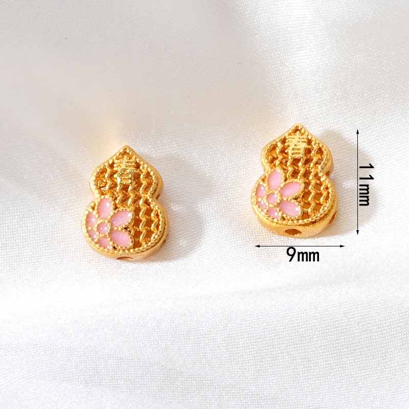 Ancient-style sand gold color-preserving peach blossom gourd beaded bracelet, petal bracelet, beaded necklace, pendant diy accessories Specification image