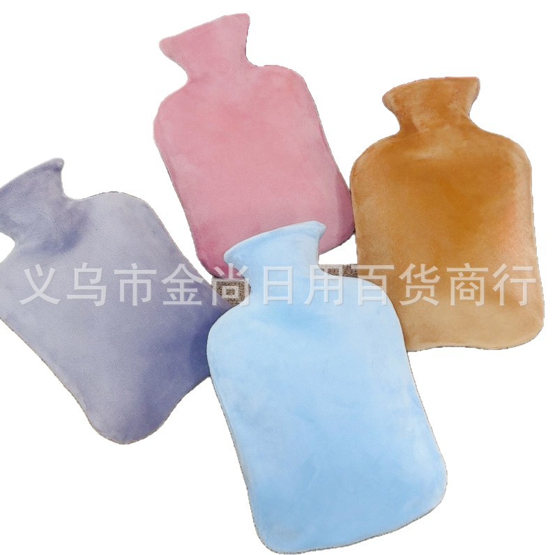 New plush solid color water-filled hot water bag, thickened explosion-proof hand warmer, girls' hot compress stomach warmer, foot warmer handbag Item Picture