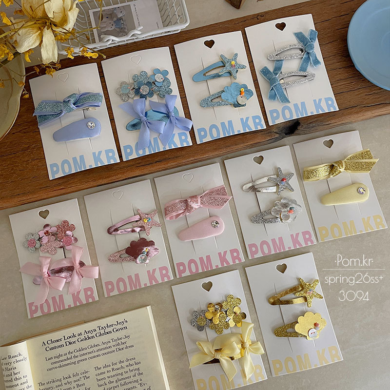 New Korean-style ins ocean-themed children's hairpins with sequins, bows, broken hair clips, baby matching hairpins for women