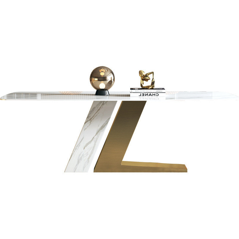 Star Factory wholesals light luxury rock plate dining table and chair sets, high-end home small-sized minimalist rectangular dining tables, designer Z-shaped tables Item Picture