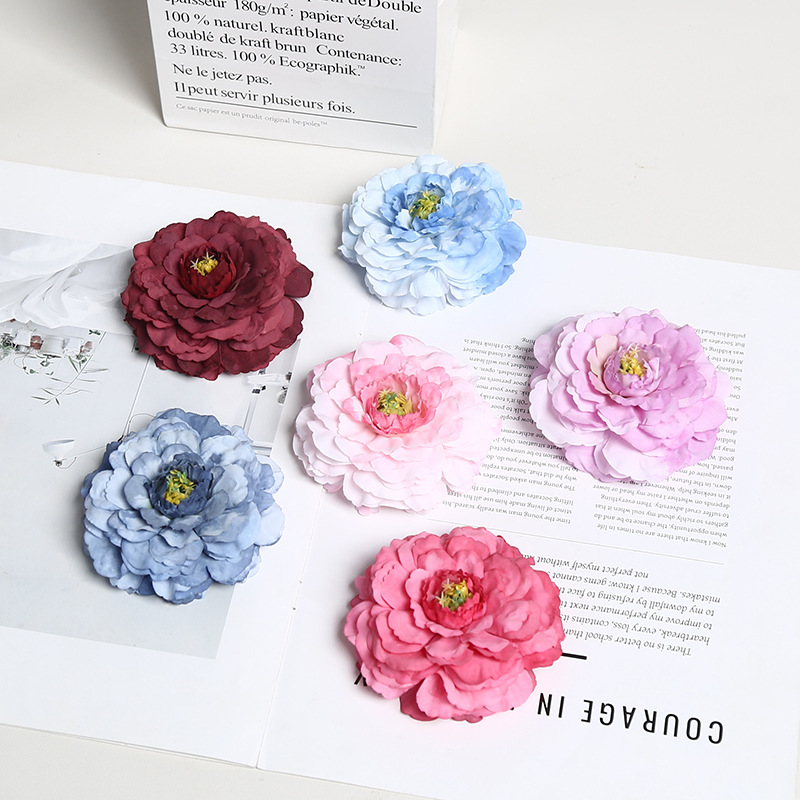 龙鲤牡丹仿真花头婚礼摄影绢花室内家居软装假花DIY簪花厂家批发产品图