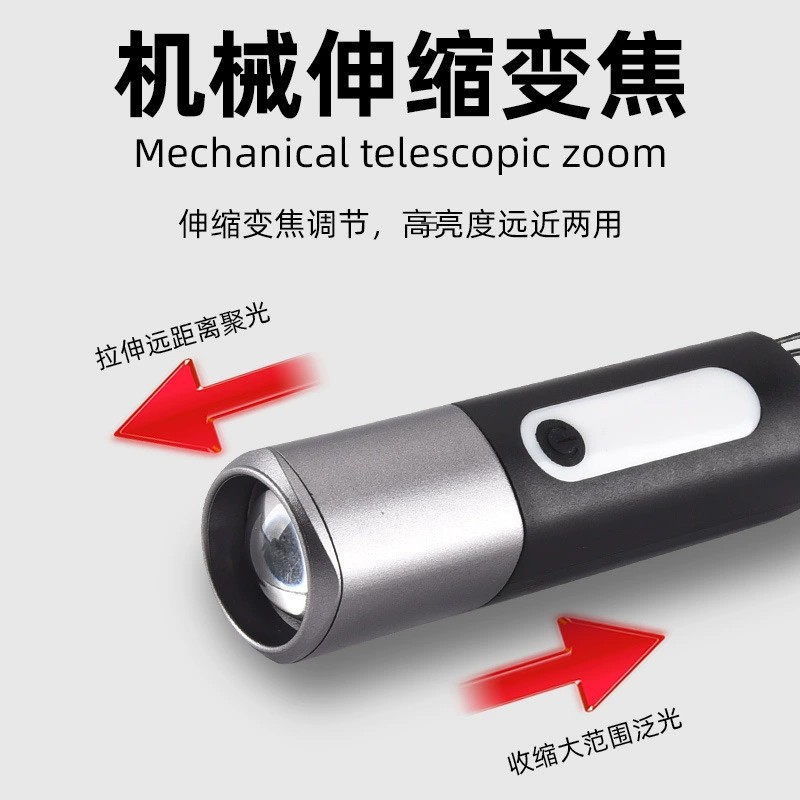 New product recommendation: Factory direct sales of multi-functional LED portable large-capacity work light, USB charging zoom flashlight Specification image