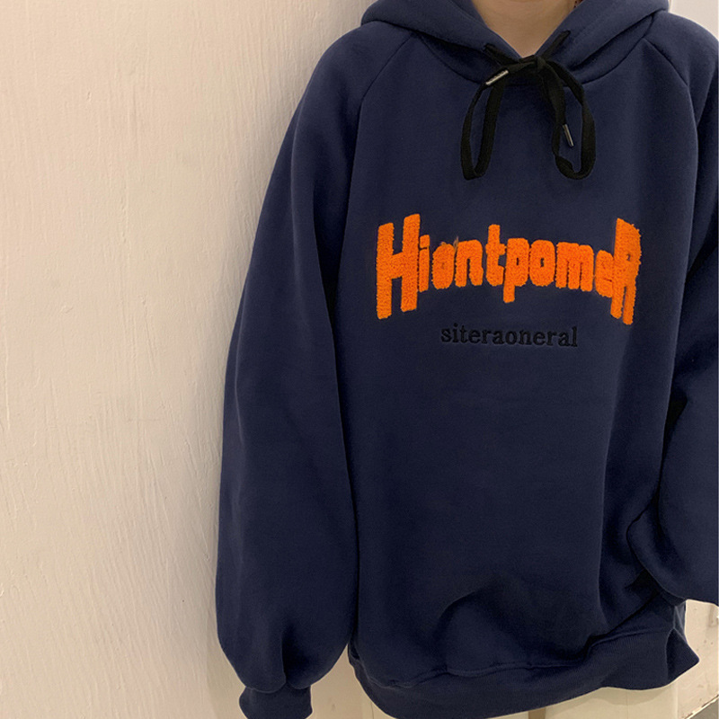 Cross-border American hoodie for women in autumn and winter, with fleece, thickened, loose, large size, stylish and youthful, versatile pullover and hoodie for delivery Item Picture
