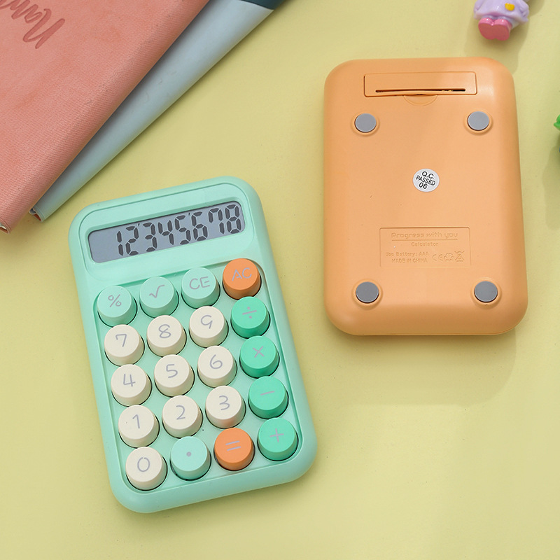 The RZ-863 mechanical key calculator is a dopamine-colored calculator for students and an eight-digit office arithmetic computer Specification image