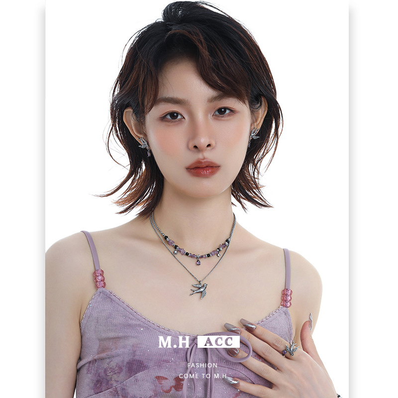 Original design of the Swallow series: Fashionable, niche, individual, simple, luxurious and high-end necklaces, bracelets, earrings and rings for women details Picture