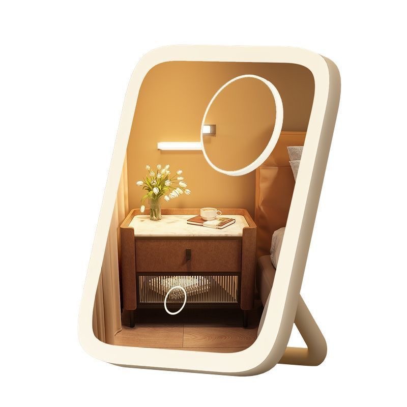 Portable smart tablet dressing mirror, desktop 360-degree illuminated flat mirror, desktop led makeup mirror with light Item Picture