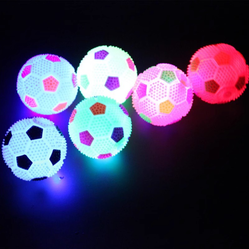 6.5cm flashing sound massage football children's toy, elastic luminous football with whistle, small football toy Specification image