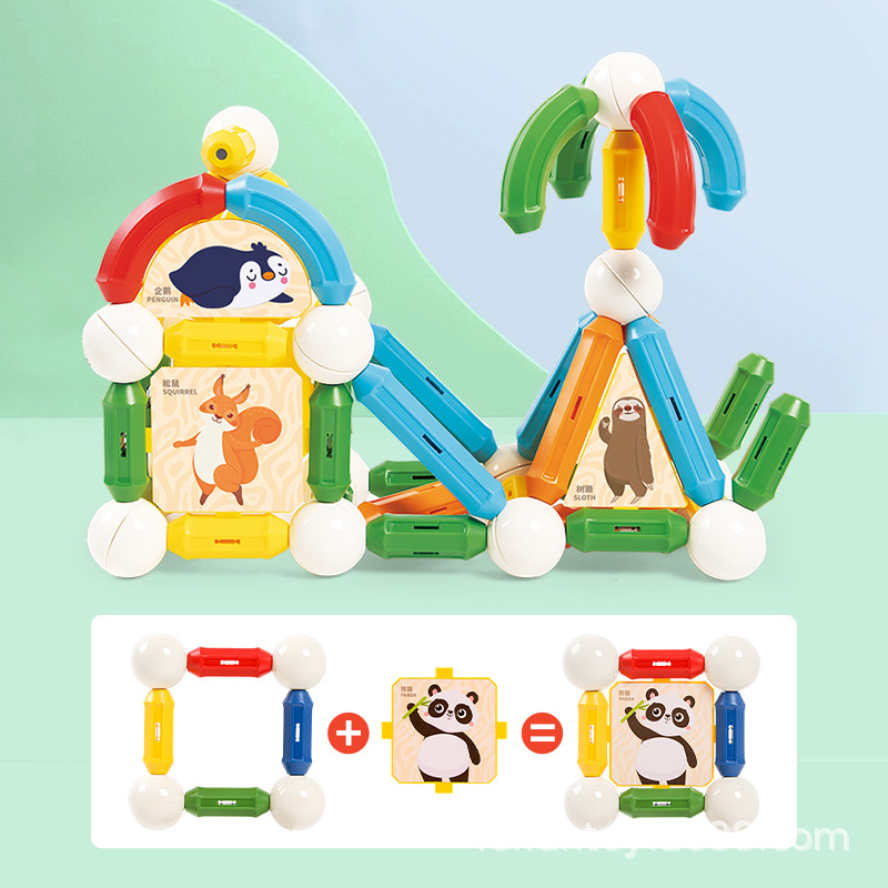 Magnetic rods, versatile children's toys, baby magnetic sheet assembly 6, thinking training for boys and girls, 2-year-old building blocks Specification image