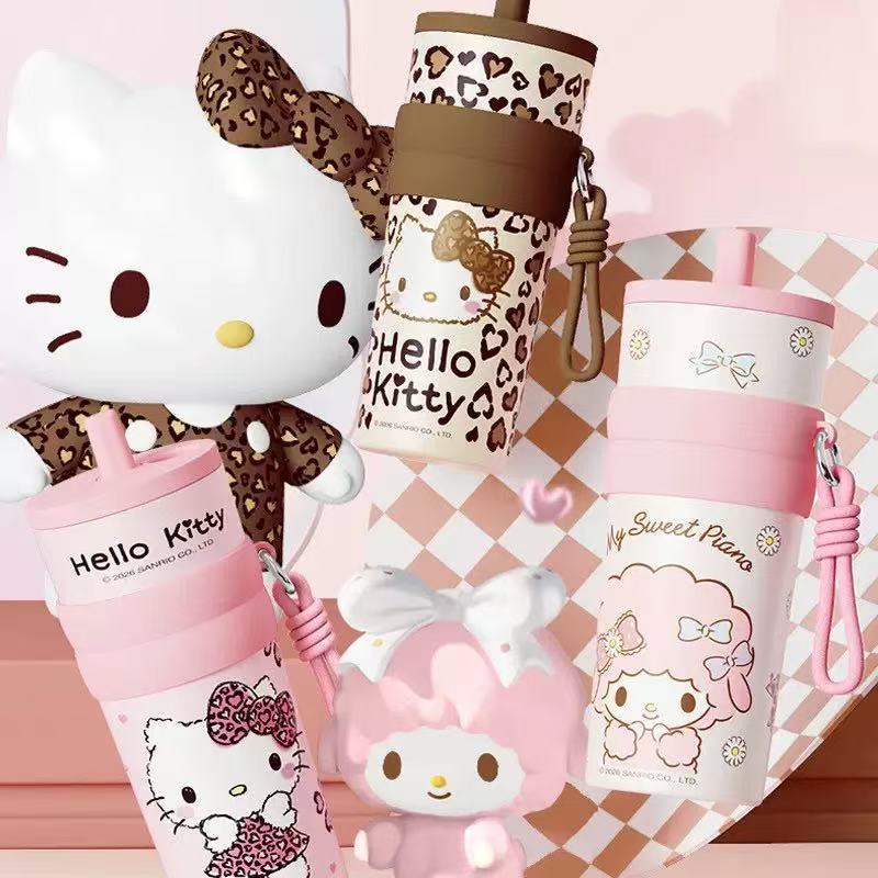 凯蒂猫hellokitty保温杯女生高颜值可爱吸管便携杯子大容量冰霸水