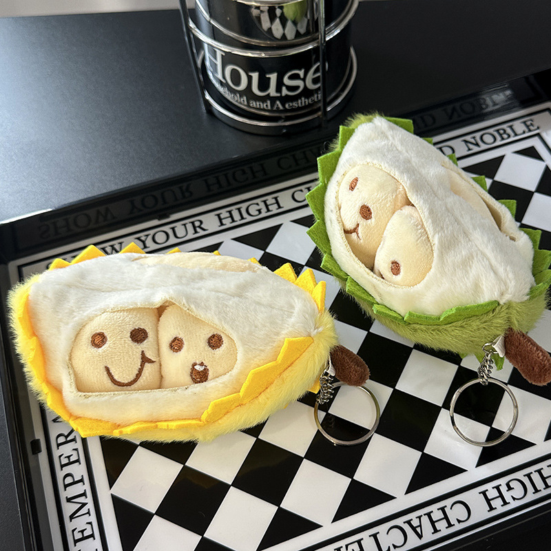 Creative fruit durian plush toy pendant, student backpack pendant, keychain, children's festival gift doll Specification image