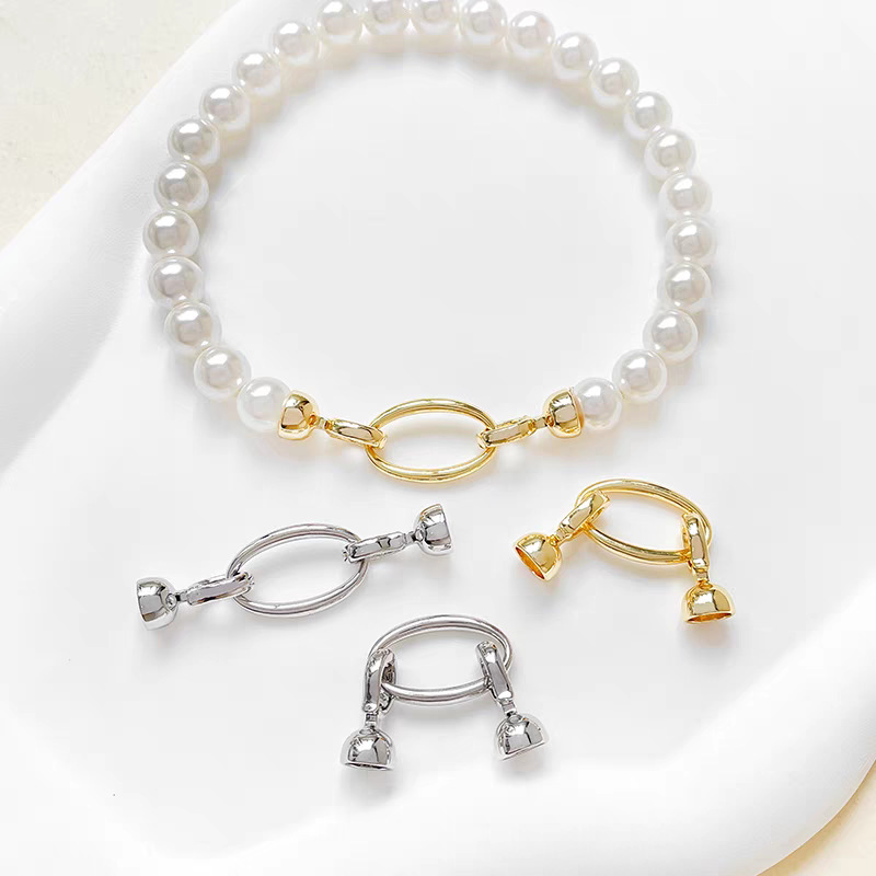 珍珠项链扣圆圈手工收尾扣连接扣子母扣毛衣链万能扣DIY配件