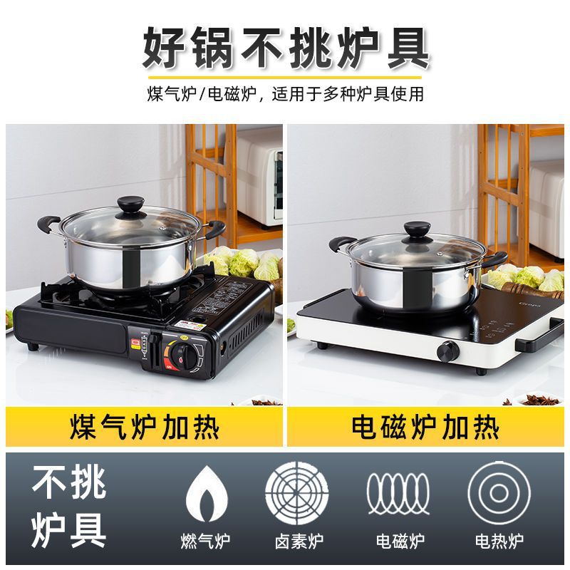Stainless steel soup pot, thickened milk pot, household cooking pot for noodles and porridge, hot milk pot, induction cooker, gas stove, universal and can be delivered by proxy Application Scenario