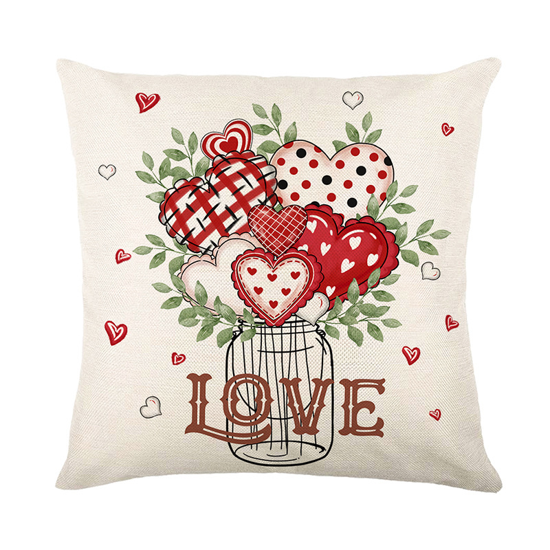 Amazon's new Valentine's Day sofa cushion cover, polyester printed checkered home decoration pillow details Picture