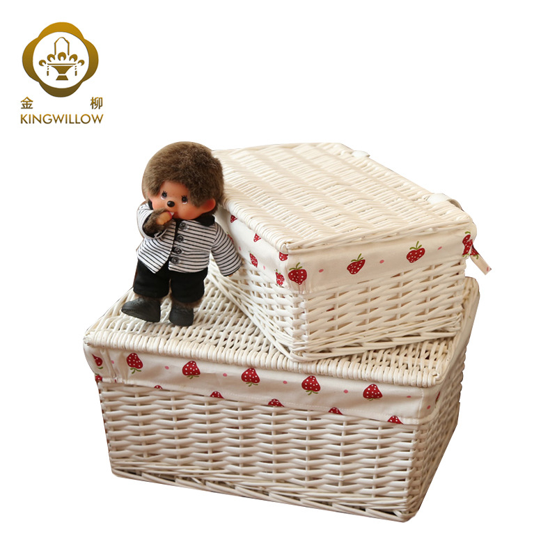 批发收纳篮筐零食收纳盒整理篮内衣收纳盒人工柳篮筐子厂家直发白底实物图